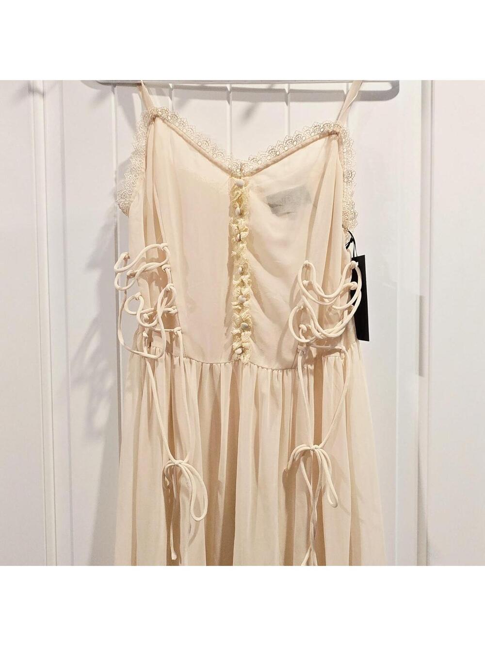 ✨️NWT✨️ Dolls Kill Widow Cream Starless Sky Chiffon Maxi Dress - Picture 2 of 6